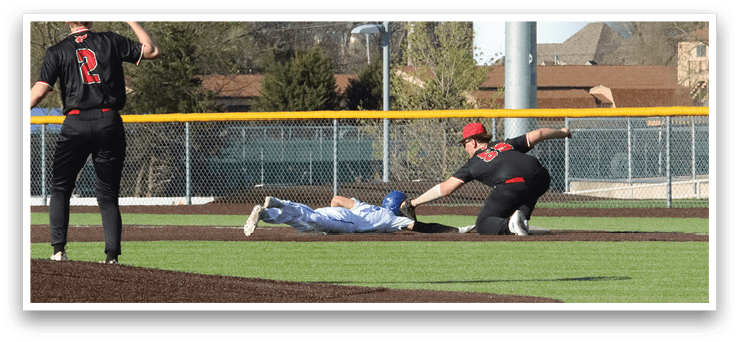 A baseball player is sliding into home plate while another player attempts to catch the ball. AI generated content