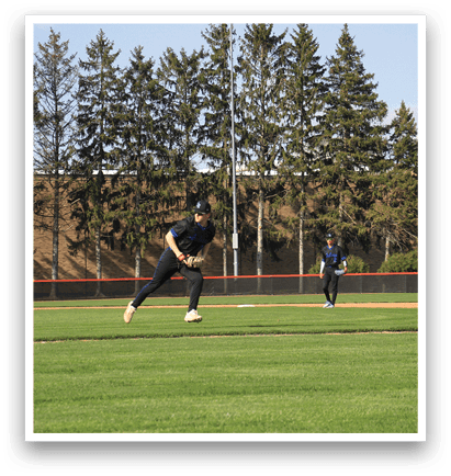 A baseball game is taking place on a field with three players. One player is in the process of throwing a ball. AI generated content