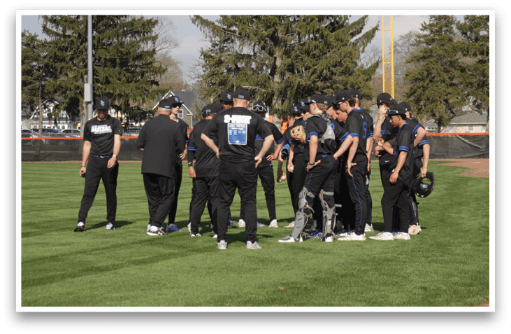 A group of young men wearing baseball uniforms are standing on a field. AI generated content