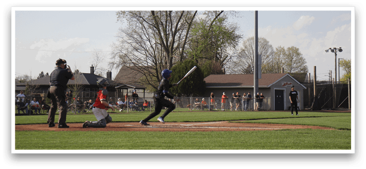 A baseball game is taking place with a batter holding a bat, a catcher wearing a baseball glove, and an umpire standing behind them. The batter is preparing to swing at the ball. AI generated content