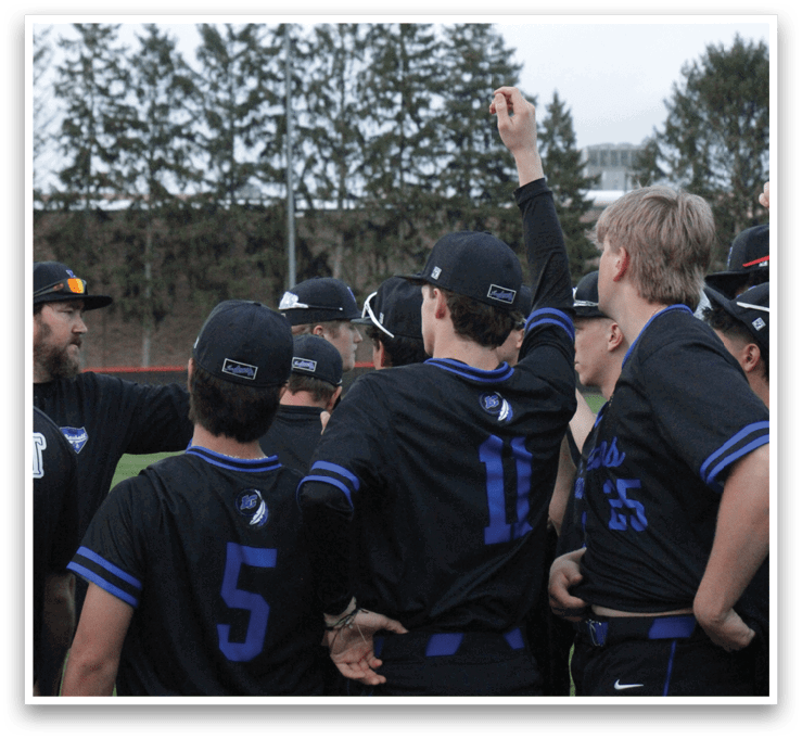 A group of baseball players wearing black jerseys and hats, standing together on a field. AI generated content
