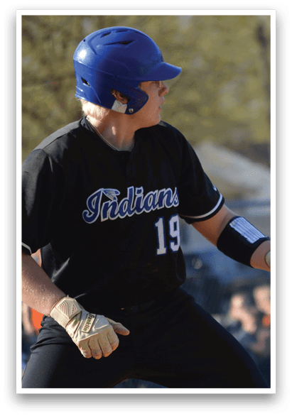 A baseball player in a blue helmet and black shirt is holding a bat, ready to swing. AI generated content