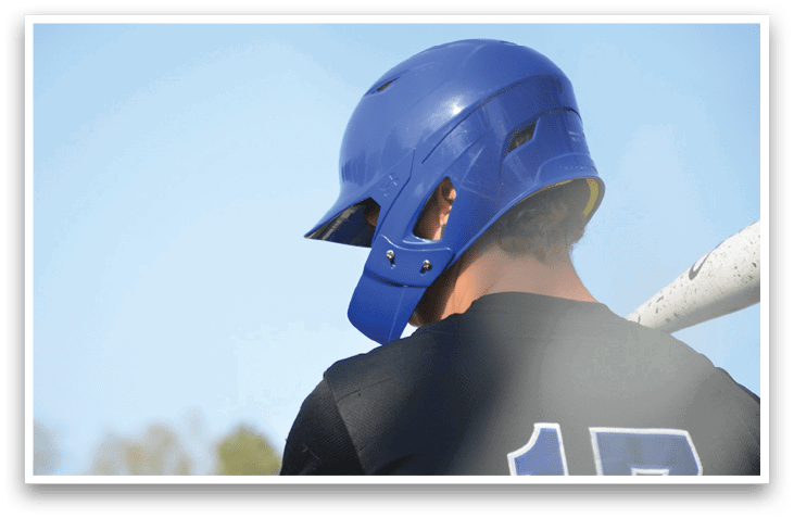 A baseball player wearing a blue helmet and black shirt. AI generated content