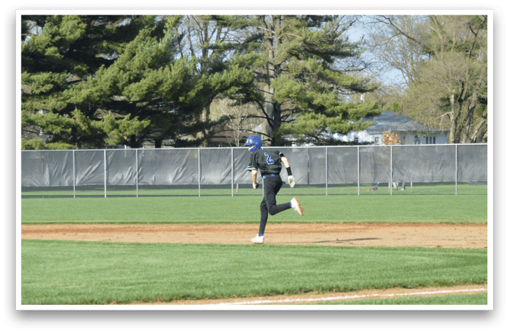 A baseball player is running on the field. AI generated content