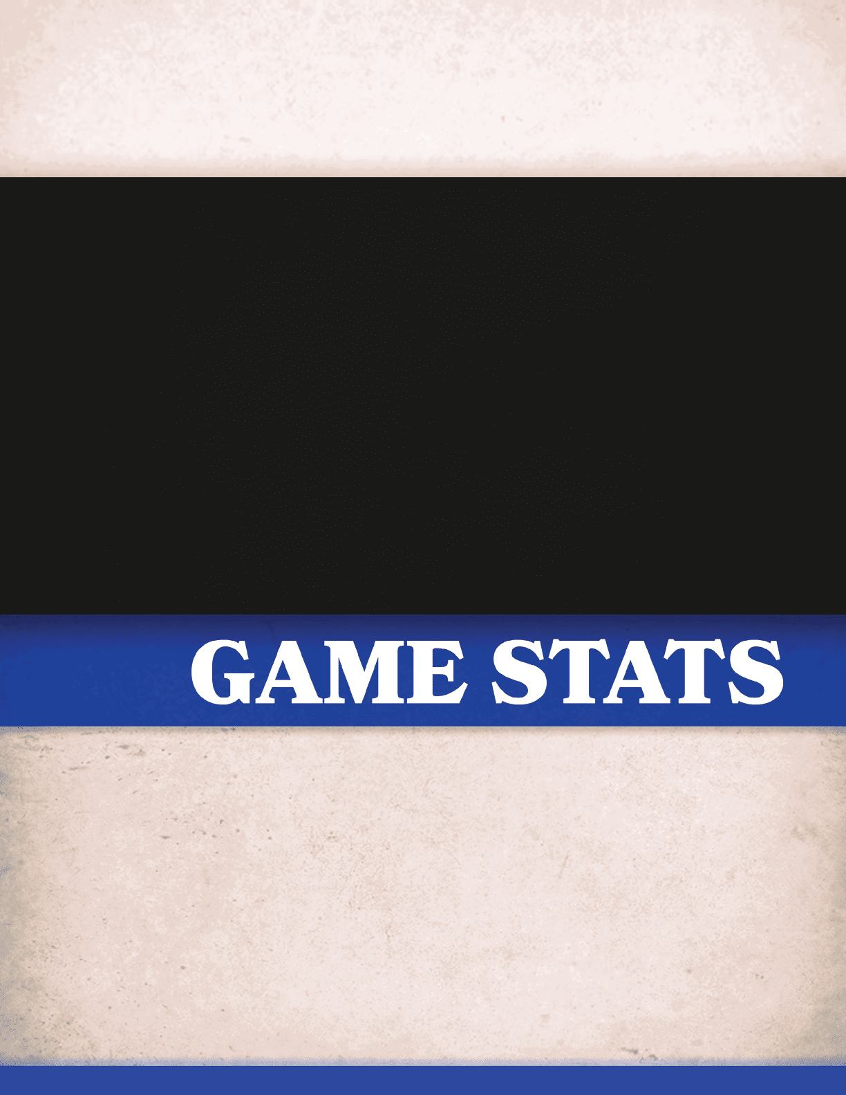 A blue and white sign that says “Game Stats". AI generated content