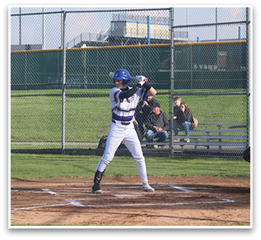 A baseball player in a blue helmet and white uniform is swinging a bat at a ball. AI generated content