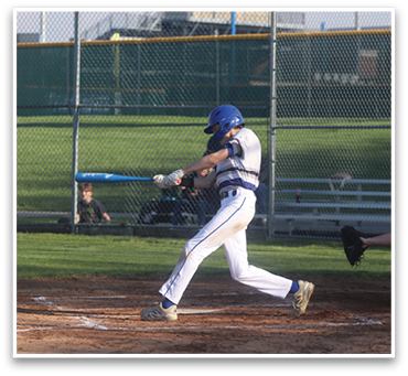 A baseball player in a blue helmet is swinging a bat at a ball. AI generated content