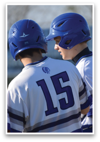 Two baseball players wearing helmets and jerseys are talking to each other. AI generated content
