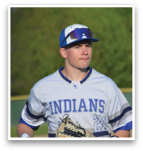 A baseball player wearing a white and blue jersey with the word Indians on the front. AI generated content
