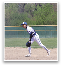 A baseball player in a white and blue uniform is running on the field. AI generated content