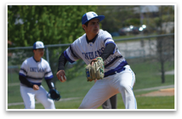 A baseball player is in the middle of a pitch, with his leg in the air, and a catcher is ready to catch the ball. AI generated content