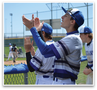 A baseball player is clapping in the dugout while his teammates watch. AI generated content