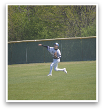 A baseball player is in the air, throwing a ball. AI generated content