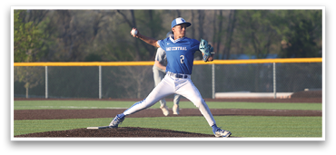 A baseball player in a blue uniform is pitching a ball on a field. AI generated content