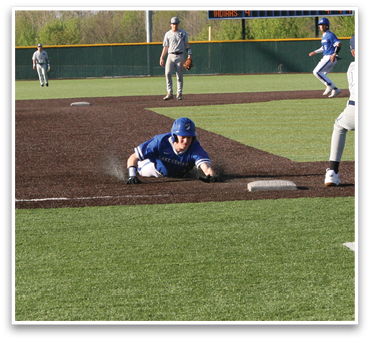 A baseball player slides into home plate while the catcher tries to tag him out. AI generated content