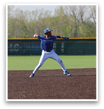 A baseball player in a blue uniform is throwing a ball on a field. AI generated content