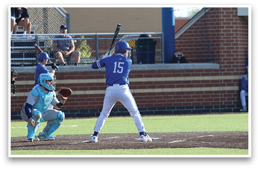 A baseball player is at bat, holding a bat and preparing to swing. AI generated content