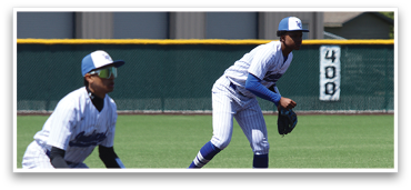 Two baseball players running on a field. AI generated content
