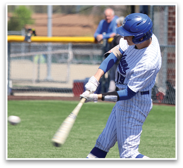 A baseball player in a blue helmet swings a bat at a ball. AI generated content