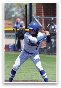A baseball player in a blue helmet and white uniform is swinging a bat at a ball. AI generated content