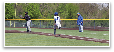 Three men playing baseball on a field. AI generated content