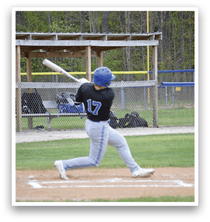 A baseball player is swinging a bat. Description generated by AI