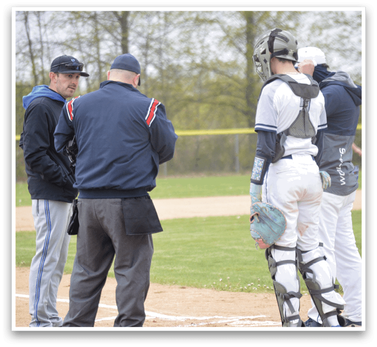 A baseball game is taking place on a field. Description generated by AI
