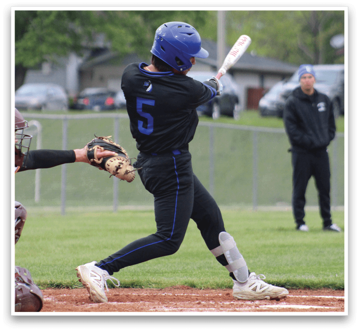 A baseball player is swinging a bat. Description generated by AI