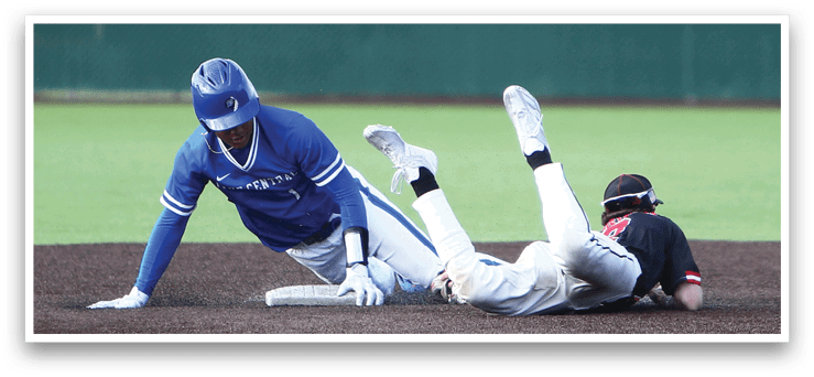 A baseball player slides into home plate. Description generated by AI