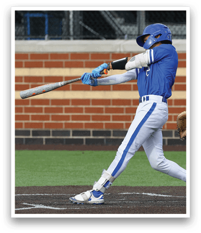 A baseball player is swinging a bat. Description generated by AI