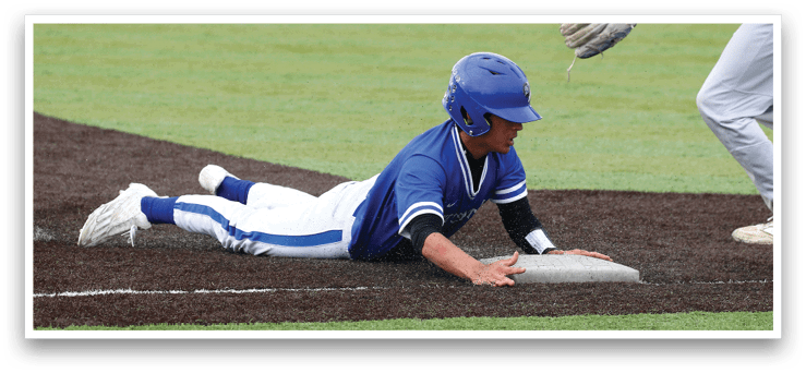 A baseball player slides into a base. Description generated by AI