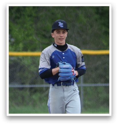 A baseball player standing on a field. Description generated by AI
