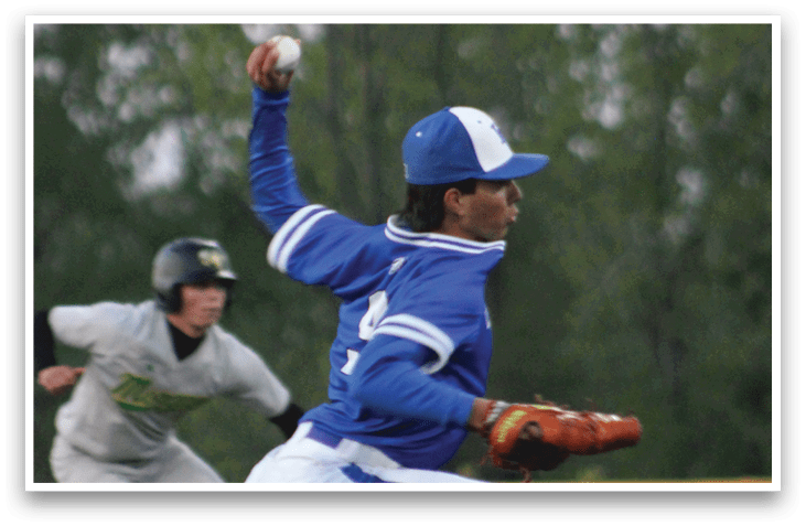 A baseball player sliding into a base. Description generated by AI