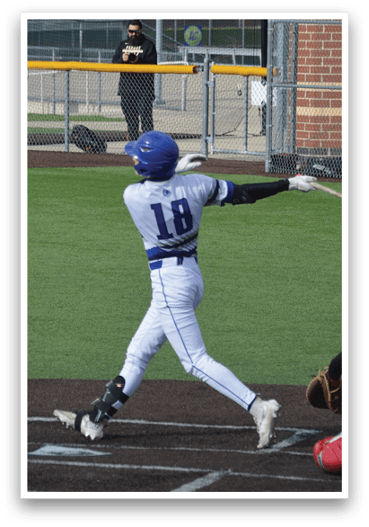 A baseball player is swinging a bat. Description generated by AI