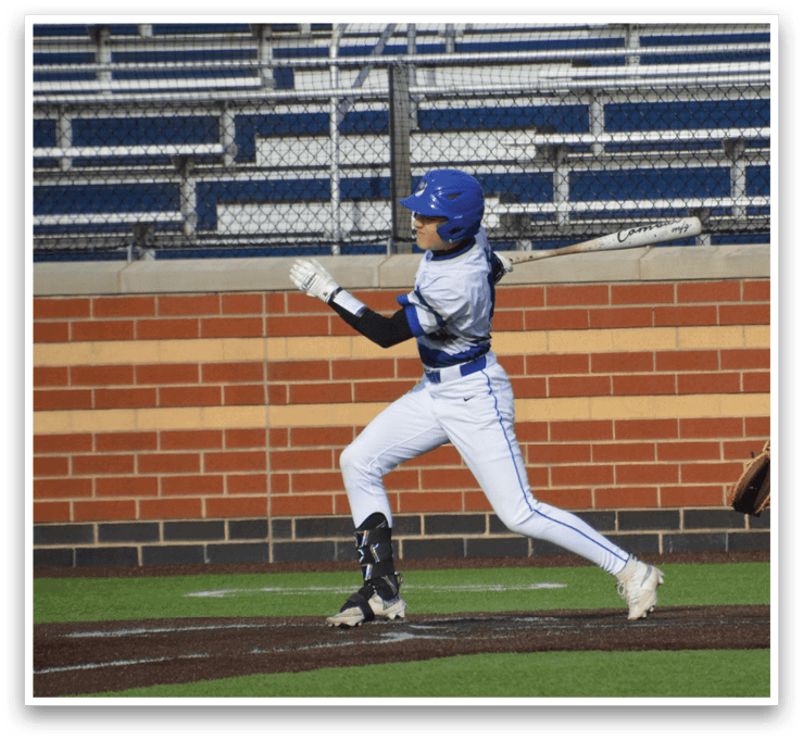 A baseball player is swinging a bat. Description generated by AI