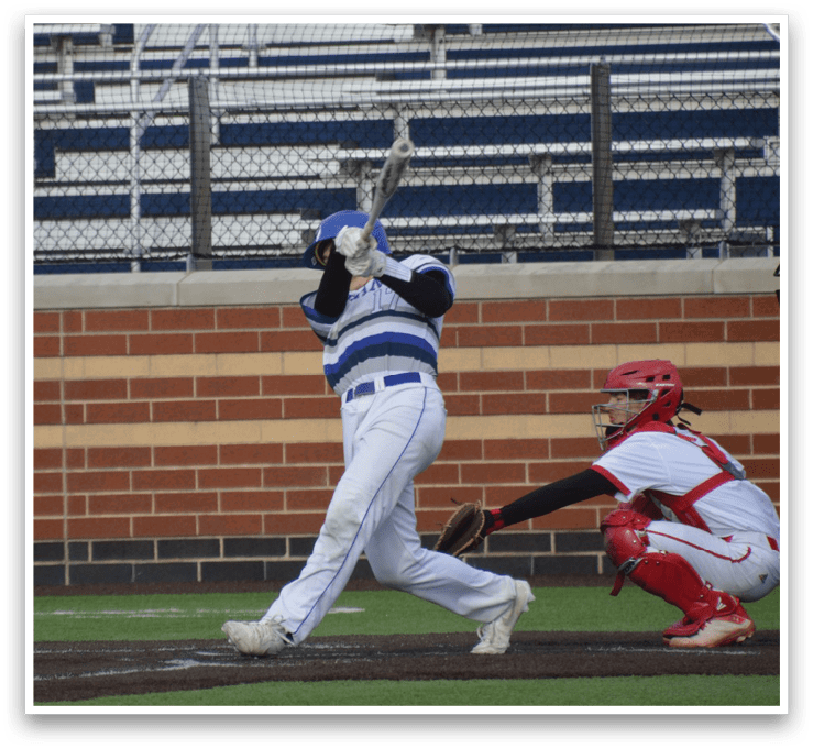 A baseball player is swinging a bat. Description generated by AI