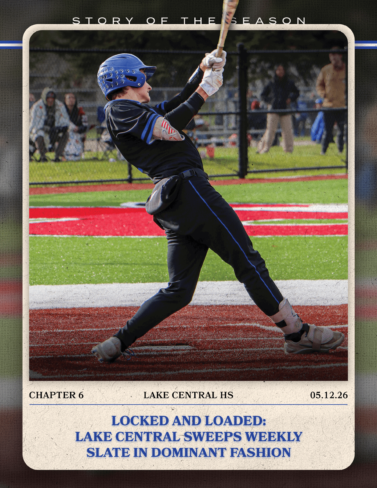 A baseball player is swinging a bat. Description generated by AI