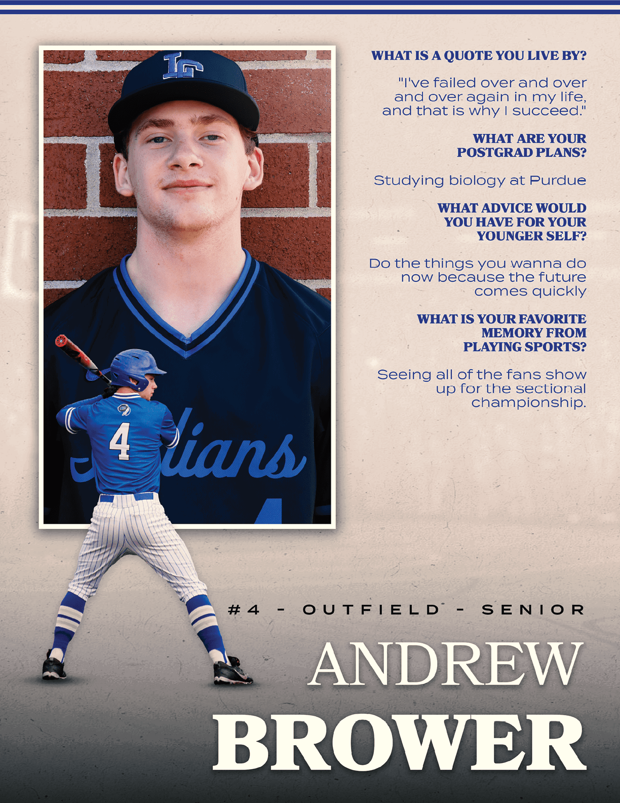 A baseball player posing for a picture. Description generated by AI