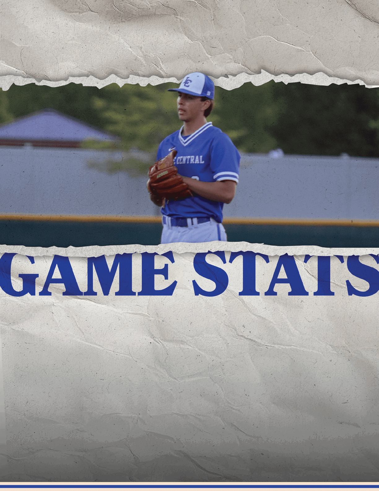 A baseball player wearing a blue and white uniform. Description generated by AI