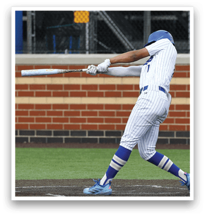 A baseball player is swinging a bat. Description generated by AI