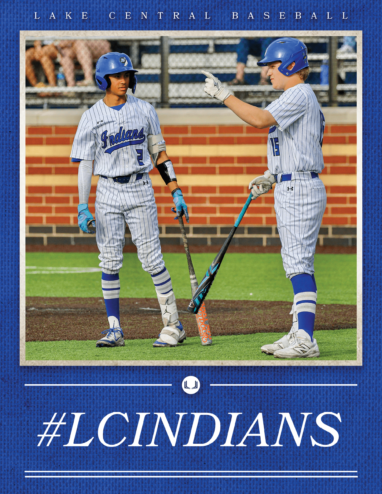 Two baseball players on the field. Description generated by AI