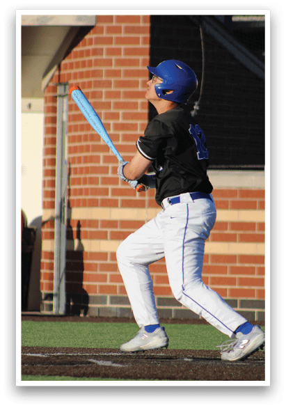 A baseball player is swinging a bat. Description generated by AI