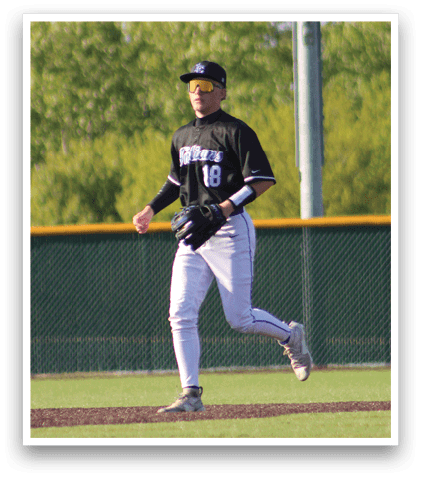 A baseball player running on the field. Description generated by AI