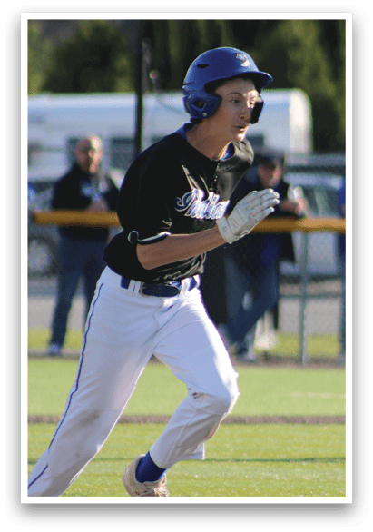 A baseball player running on the field. Description generated by AI