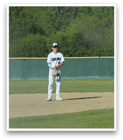 A baseball player standing on a field. Description generated by AI