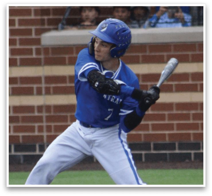 A baseball player is swinging a bat. Description generated by AI