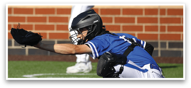 A baseball player is running to first base while the catcher is trying to tag him out. Description generated by AI
