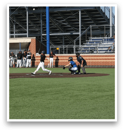 A baseball game is taking place on a field. Description generated by AI