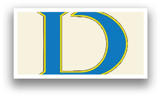 A blue and yellow D on a white background. Description generated by AI