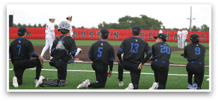 Baseball players on the field. Description generated by AI